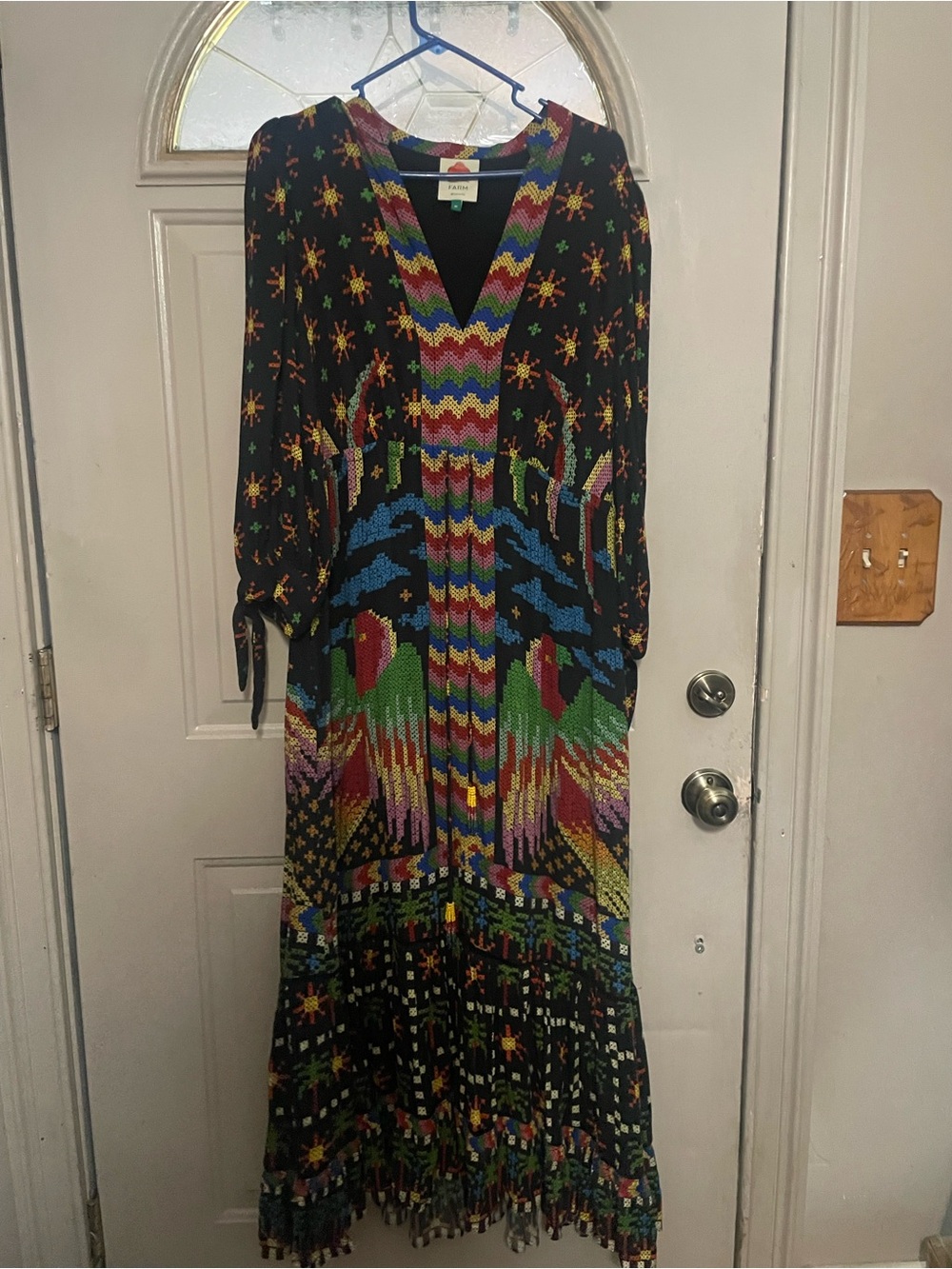 FARM RIO V-Neck Maxi Dress - Black Multicolor